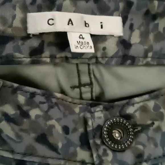 CAbi Skinny Jeans Jeggings Camo Blue Gray Style 604 Size 4 - Picture 1 of 11